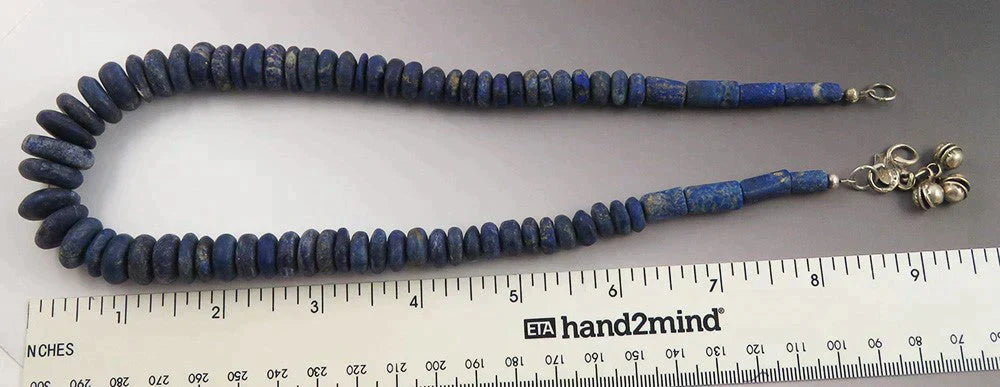 Handcrafted Indonesian Lapis Lazuli Graduated Stone Necklace Beaded Strand 17.5