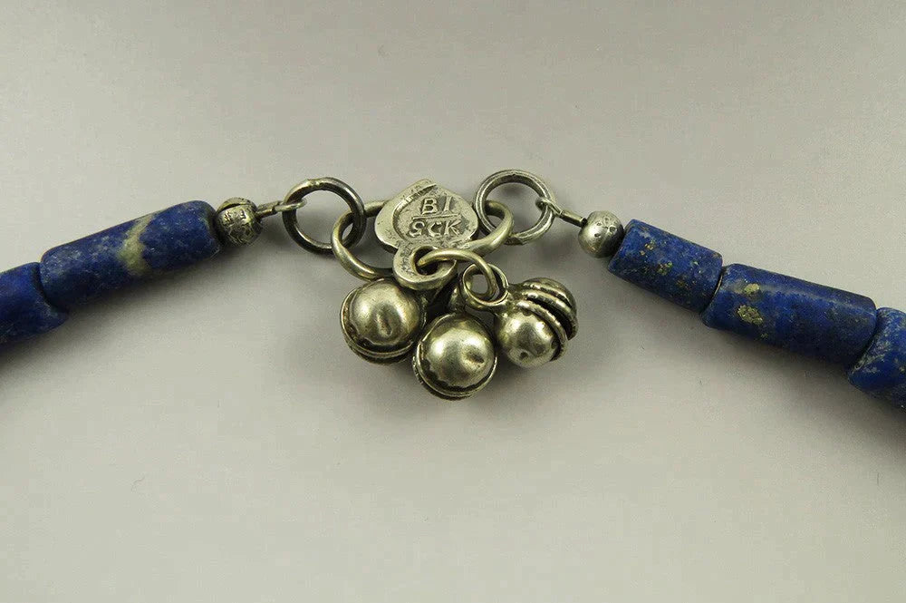 Handcrafted Indonesian Lapis Lazuli Graduated Stone Necklace Beaded Strand 17.5