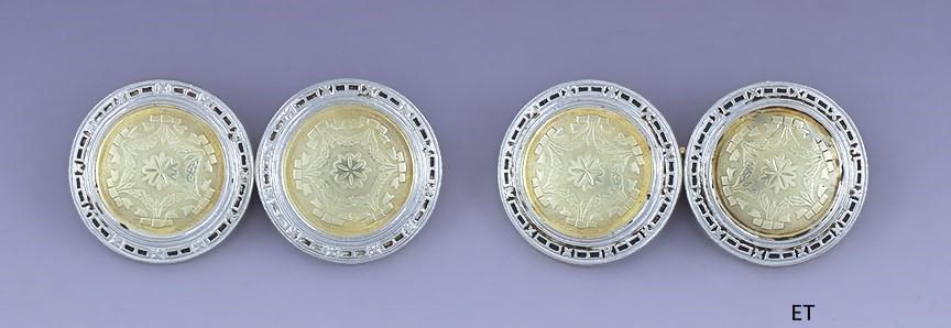 Antique c1910s-1920s Classic Pair 14k Gold Two Tone Cufflinks