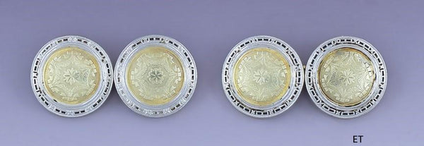 Antique c1910s-1920s Classic Pair 14k Gold Two Tone Cufflinks