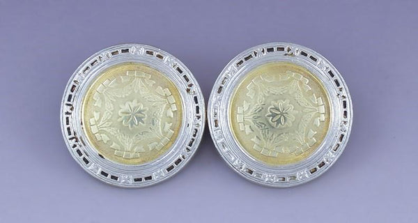 Antique c1910s-1920s Classic Pair 14k Gold Two Tone Cufflinks