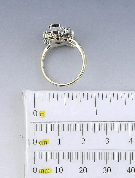 Vintage 14k Yellow Gold Diamond Ruby Gemstone Asymmetrical Ring Artisan Jewelry