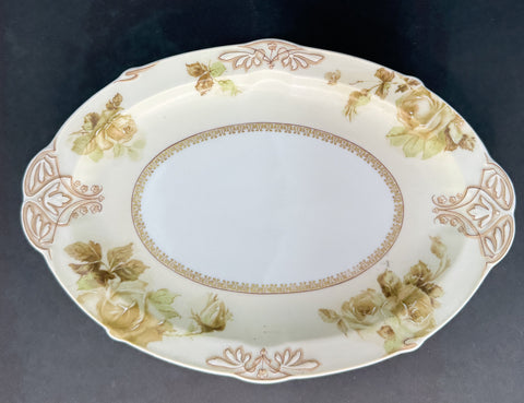 Antique Hermann Ohme Silesia Old Ivory Porcelain 84 Oval Serving Platter