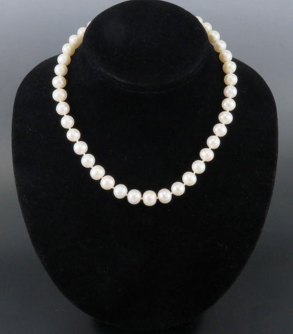 Striking 9.5-10mm Baroque Pearl Single Strand Necklace w Sterling Filigree Clasp