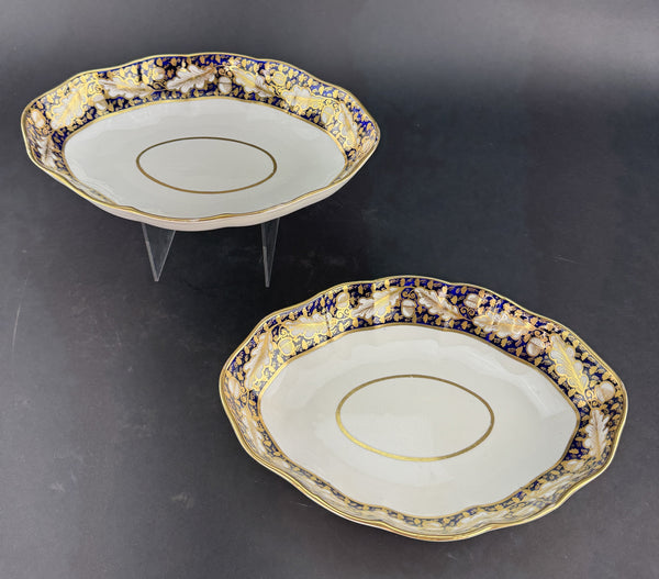 Antique Pair of Old English Derby Cobalt and Gold Serving Bowls circa 1820