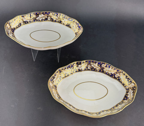 Antique Pair of Old English Derby Cobalt and Gold Serving Bowls circa 1820