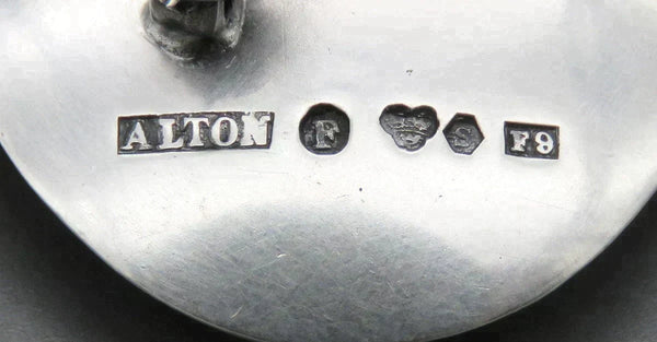 Vintage 1956 Swedish Alton Silver Natural Amethyst Oval Modernist Pin
