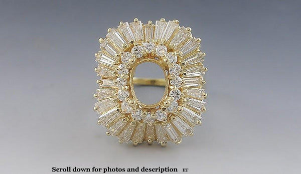 Gorgeous 18k Yellow Gold & Sparkling Diamond Large Ring Setting Ring Mount