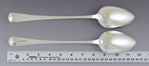 1811 Pair English Georgian Sterling Silver Stuffing / Platter Serving Spoons