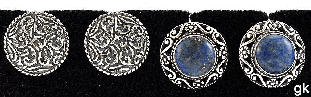 2 Pairs Sterling Silver Earrings Genuine Lapis Stones Pierced