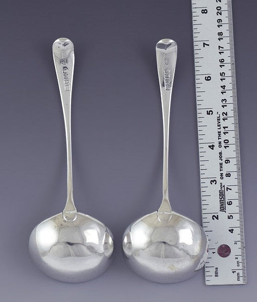 Great Pair Antique 1800 English Georgian Sterling Silver Sauce / Gravy Ladles