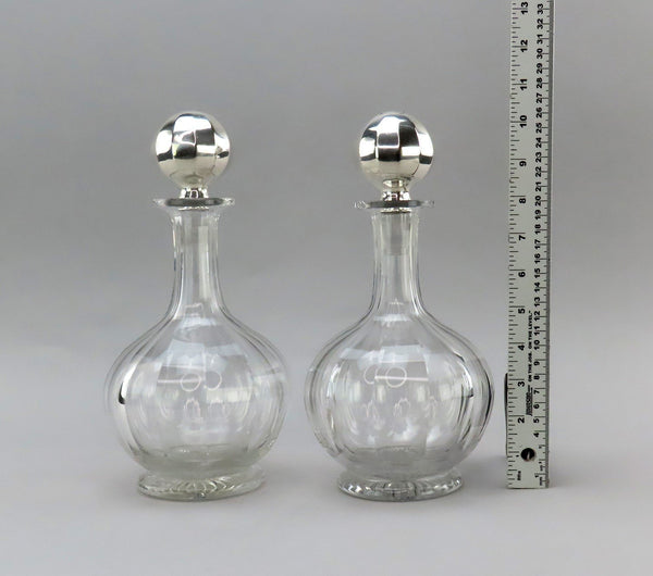 Beautiful 1896 Pair Gorham American Brilliant Cut ABP Decanters Sterling Toppers