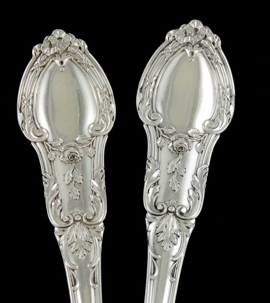 2 Antique Sterling Silver Gorham Tuileries 1905 Serving Spoons 8 3/8" NO MONO