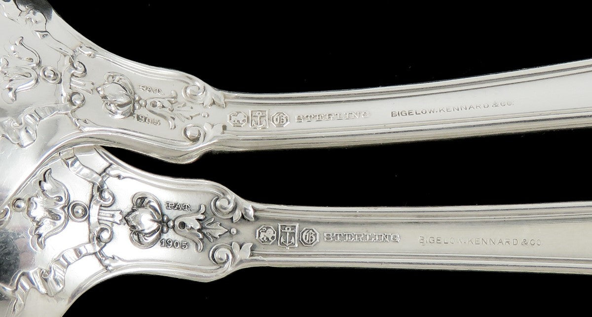 2 Antique Sterling Silver Gorham Tuileries 1905 Serving Spoons 8 3/8" NO MONO