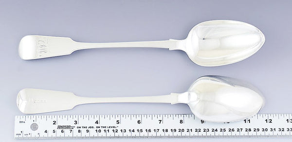 1831 Fine Pair English Georgian Sterling Silver Serving Platter Stuffing Spoons