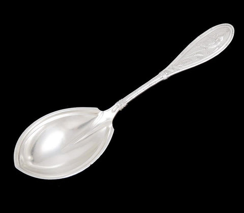 Rare Whiting New Japanese 1874 Sterling Silver Matte Serving Spoon 7 1/2”