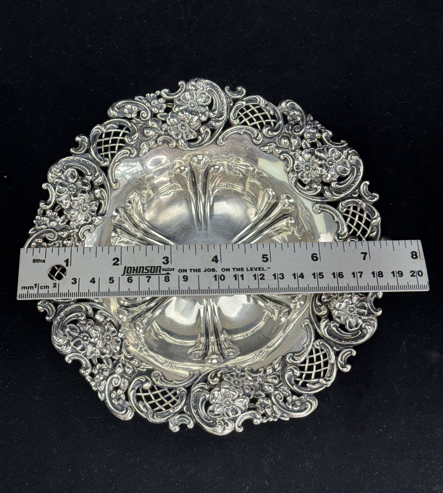 Antique Pair Redlich or Mauser Floral Sterling Silver Compotes