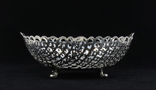 Fine 1888 Howard Co Sterling Silver Heavy Openwork Scroll Foot Bowl Basket