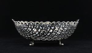 Fine 1888 Howard Co Sterling Silver Heavy Openwork Scroll Foot Bowl Basket