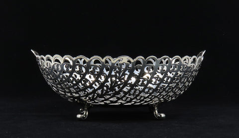 Fine 1888 Howard Co Sterling Silver Heavy Openwork Scroll Foot Bowl Basket