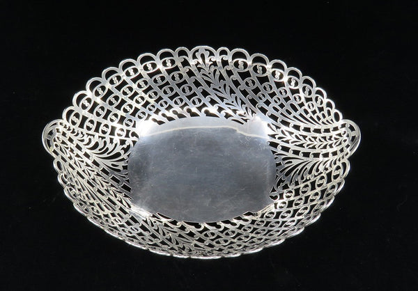 Fine 1888 Howard Co Sterling Silver Heavy Openwork Scroll Foot Bowl Basket