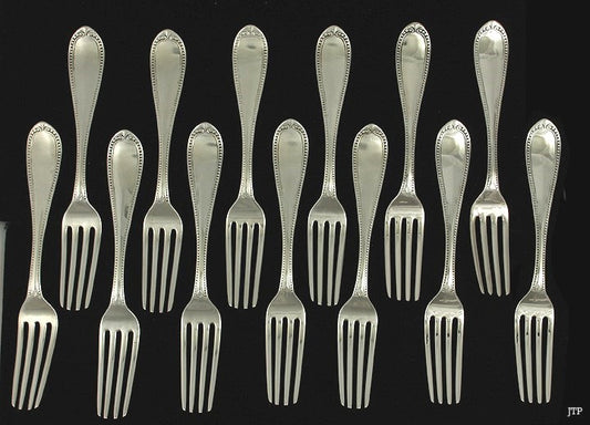 13 Handsome 1820s-50s American Coin Silver Dinner Forks