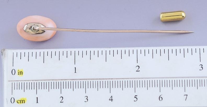 Turn Of The Century 10K Gold & Natural Coral Stickpin c1890