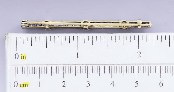 Late 1800s Antique 18K Gold Diamond Natural Pearl Bar Pin Brooch