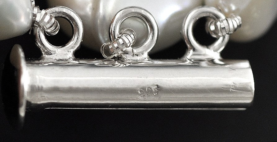 Beautiful 3 Strand Bracelet Sterling Silver Genuine Coin Pearls Freshwater