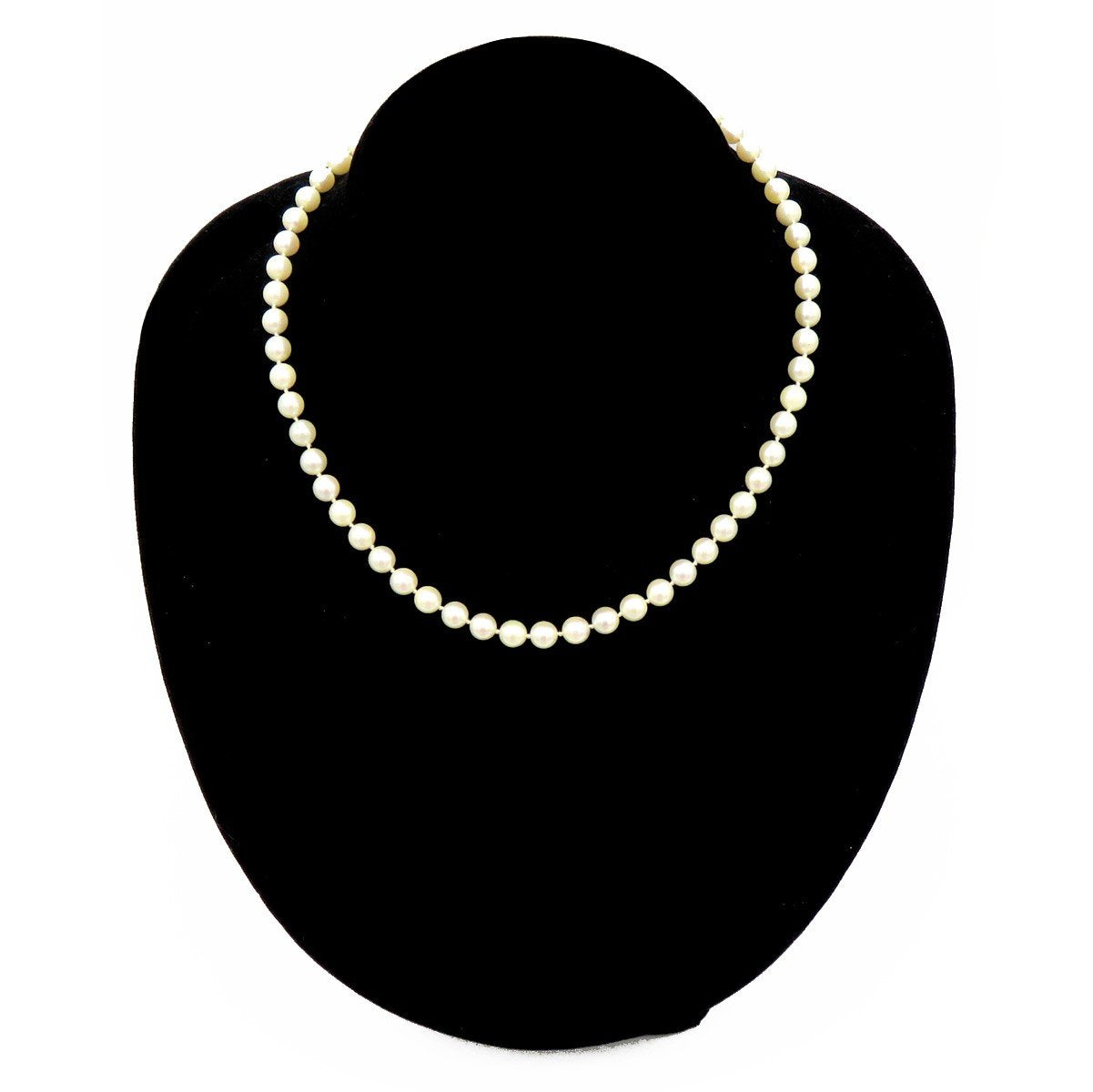 Antique Individually Knotted Strand of 6 mm Pearls w/ 14K White Gold Clasp
