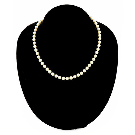 Antique Individually Knotted Strand of 6 mm Pearls w/ 14K White Gold Clasp