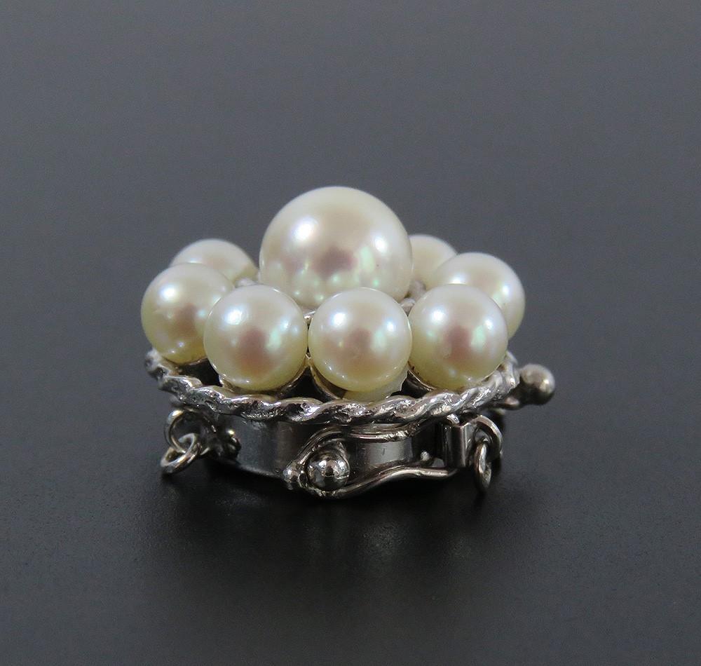 High Quality 14k White Gold Pearl Cluster Clasp for a Double Pearl Strand