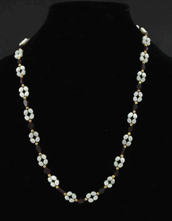 2 Genuine Pearl Green Red Stone Necklaces 1 Bracelet