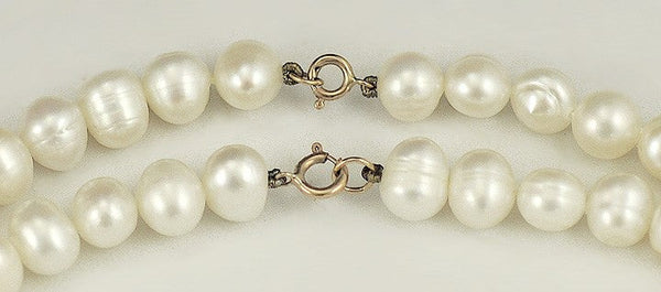 Freshwater Pearl 17" Necklace and 7" Bracelet Set w 10k Yellow Gold Clasps