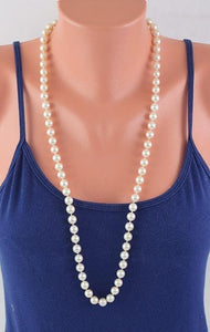 Fancy 9mm 32" Strand of Akoya Pearls 14K Gold Clasp Necklace