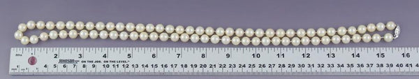 Fancy 9mm 32" Strand of Akoya Pearls 14K Gold Clasp Necklace