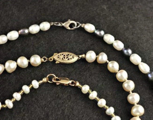Lot of 3 Genuine Pearl Beaded Necklaces Filigree Clasp
