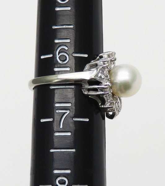 Dazzling 14k White Gold ~8mm Pearl ~.22ct Diamond Ring