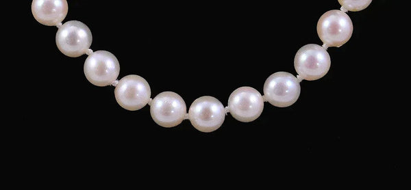 Wonderful 30.5" Long Necklace of Individual-knotted White Pearls w/ 14k Clasp