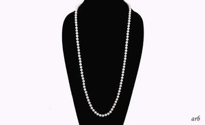 Wonderful 30.5" Long Necklace of Individual-knotted White Pearls w/ 14k Clasp