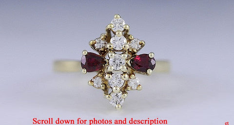 Brilliant 14K Yellow Gold Diamond & Ruby Ring Size 6