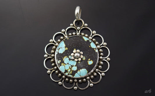Gorgeous Modern Sterling Silver and Turquoise Necklace Rope Chain 19 Inches