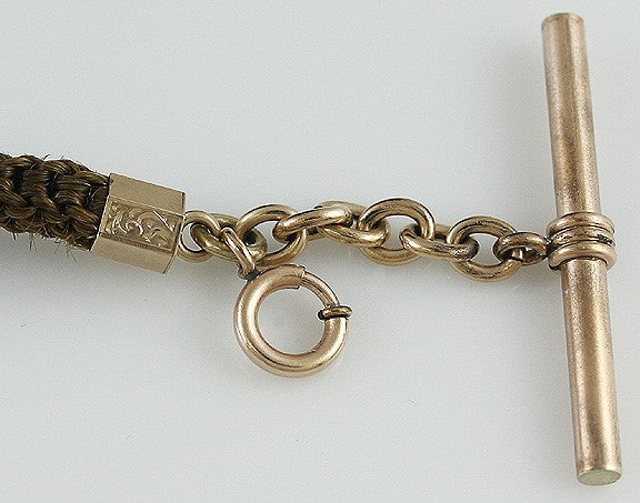 American Victorian Hair Memorial 10k Gold Watch Chain