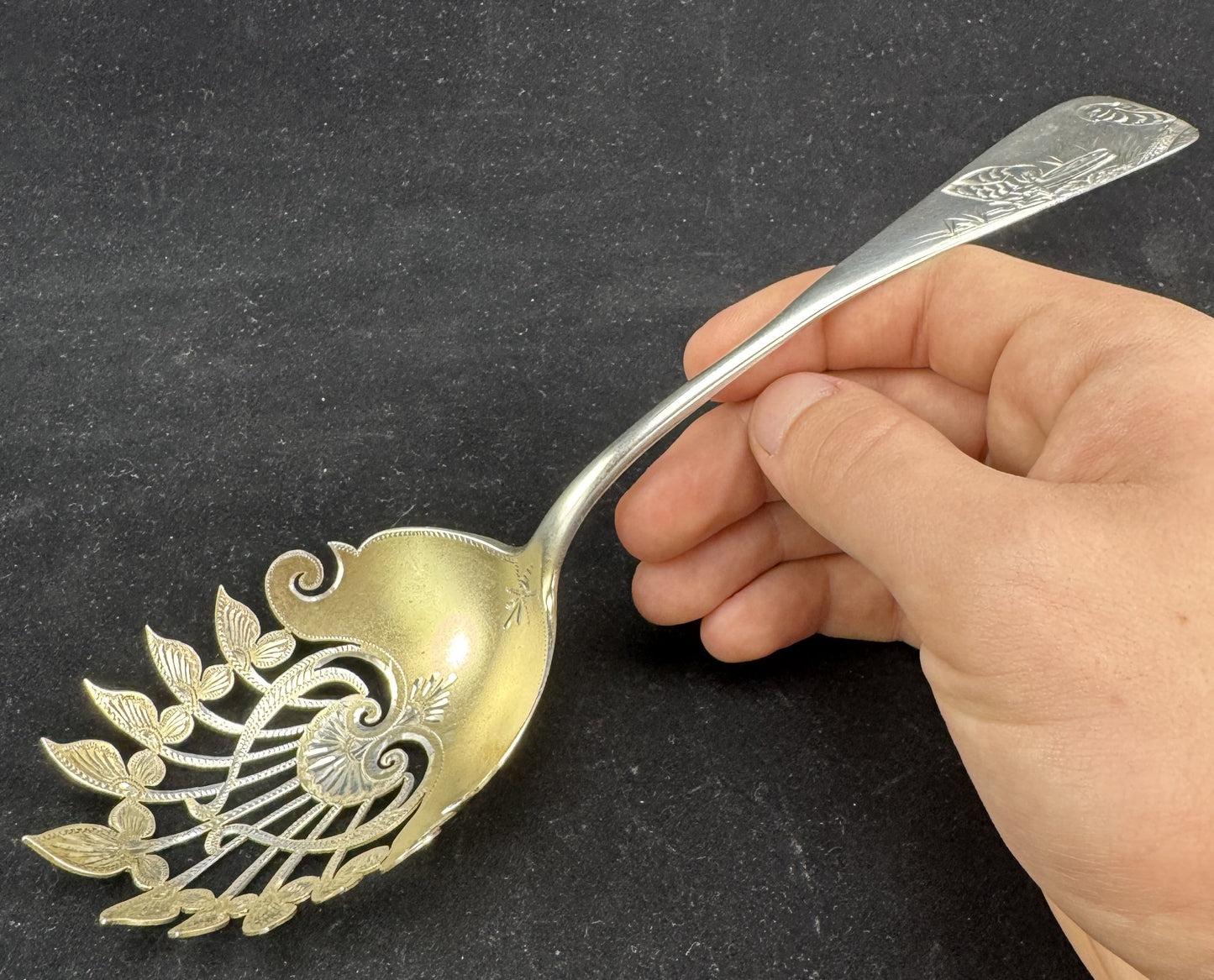 Superb Knowles Sterling Silver Pasta Server circa 1880