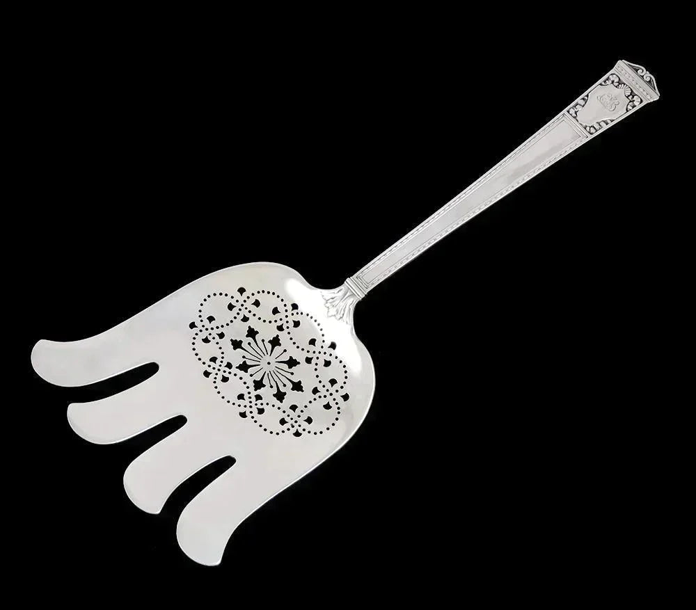Big Antique Tiffany & Co San Lorenzo 1916 Sterling Silver Asparagus Serving Fork