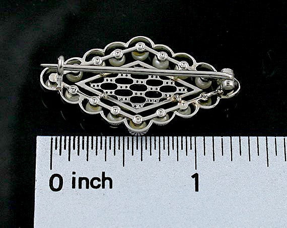 Stunning Edwardian Early Art Deco Platinum Filigree Pearl Diamond Pin Brooch