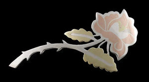 Unique Metales Casados Mixed Metal Silver Pretty Flower Pin Brooch