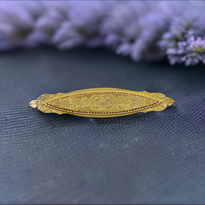 Gorgeous Victorian Etruscan Revival 14k Yellow Gold Milgrain Bar Pin