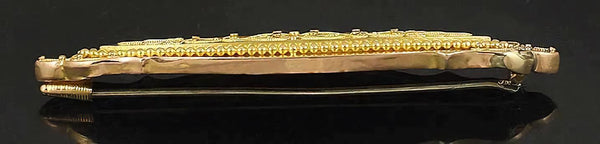 Gorgeous Victorian Etruscan Revival 14k Yellow Gold Milgrain Bar Pin