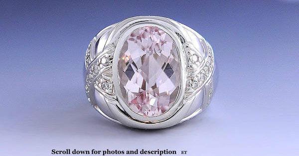 Stunning 5.5CT Pink Blush Morganite 14K White Gold Gemstone Ring